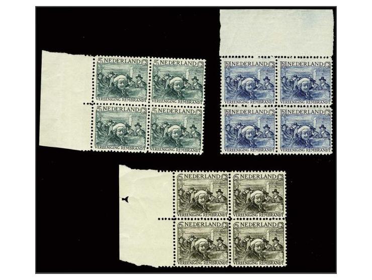 Rembrandt 5 t/m 12½ cent in blokken van 4 met velrand, cat.w. 320+