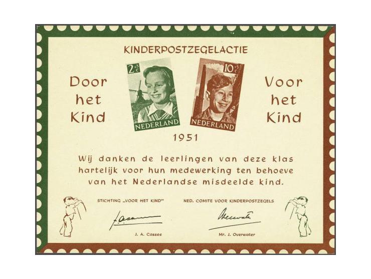 Scholenkaart Kinderpostzegelactie 1951, zeer fris pracht ex.