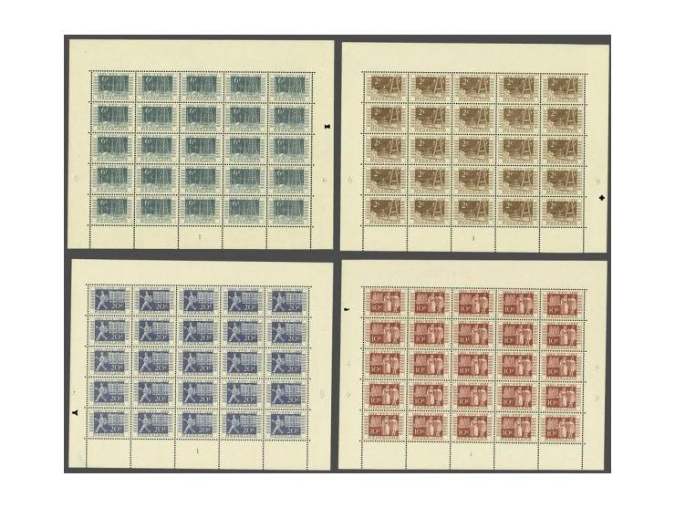 ITEP 2 t/m 20 cent in complete velletjes van 25 ex., cat.w. 2750