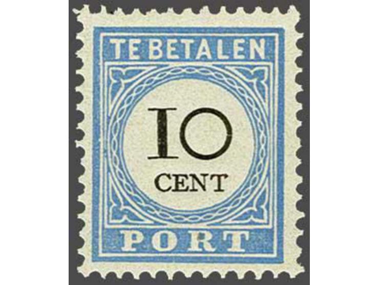 10 cent lichtblauw en zwart tanding 12½ x 12 grote gaten type III met certificaat Vleeming 2017, origineel spikkeltje in gom,