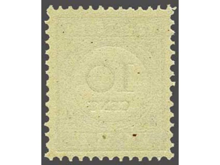 10 cent lichtblauw en zwart tanding 12½ x 12 grote gaten type III met certificaat Vleeming 2017, origineel spikkeltje in gom,