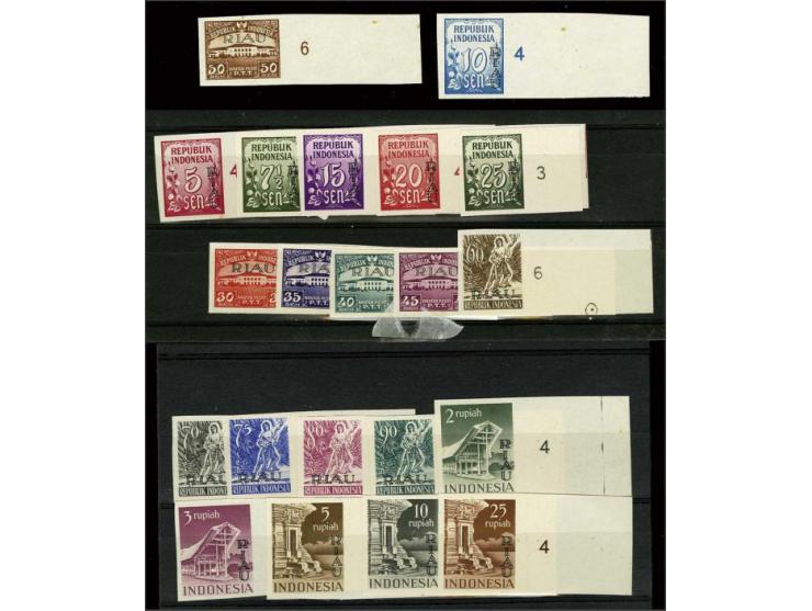 5 Sen t/m 25 Rp (excl. 1 Rp) ongetand, alle velrand, een enkel ex. bruin vlekje overigens pracht ex., cat.w. 5775