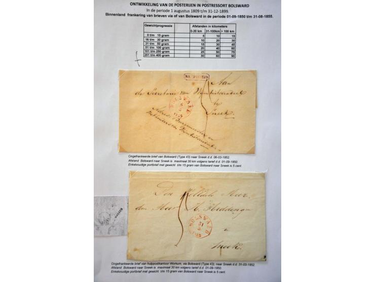 postgeschiedenis provincie Friesland tot ca. 1900 (ca. 285 ex.) w.b. voorfilatelie, briefkaarten, stempels etc. in 4 ringband