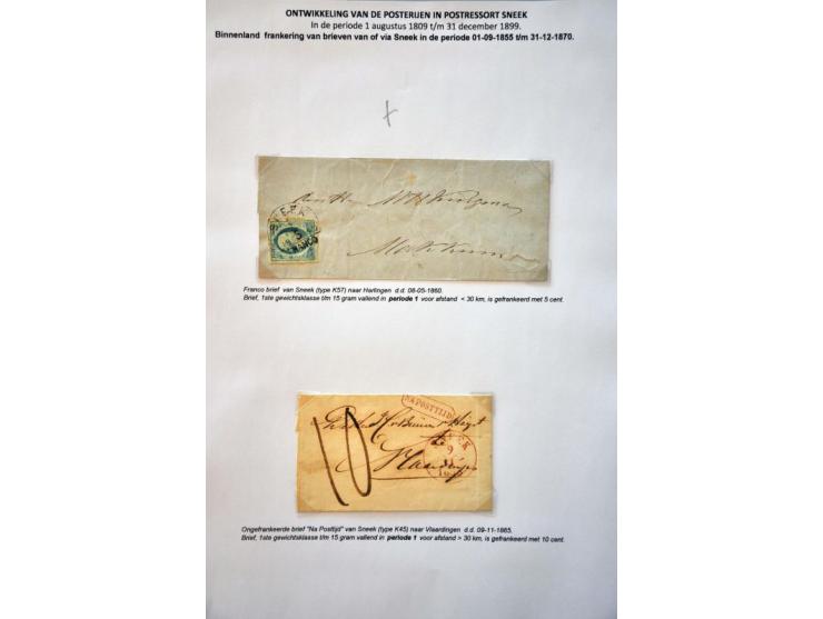 postgeschiedenis provincie Friesland tot ca. 1900 (ca. 285 ex.) w.b. voorfilatelie, briefkaarten, stempels etc. in 4 ringband