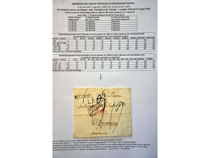 postgeschiedenis Meppel en omgeving tot ca. 1900 (ca. 60 ex.) w.b. voorfilatelie (o.a. departementstempels), Meppel C op nr. 