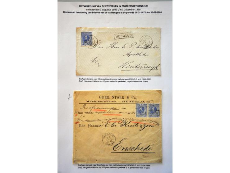 postgeschiedenis provincie Overijssel tot 1900 (ca. 300 ex.) w.b. voorfilatelie, lang-, klein- en grootrondstempels, aangetek