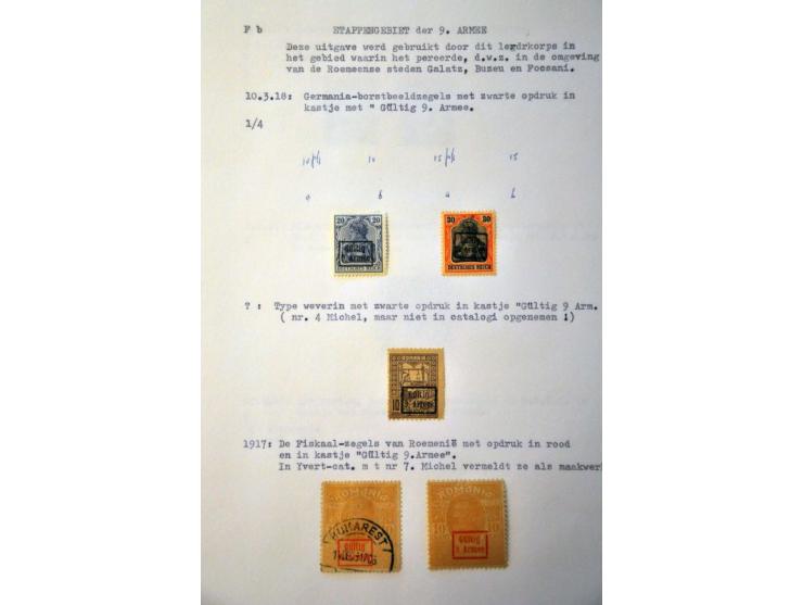 stamps on leaves, most occupied areas WWI and WWII (including CTO cancels Montenegro)