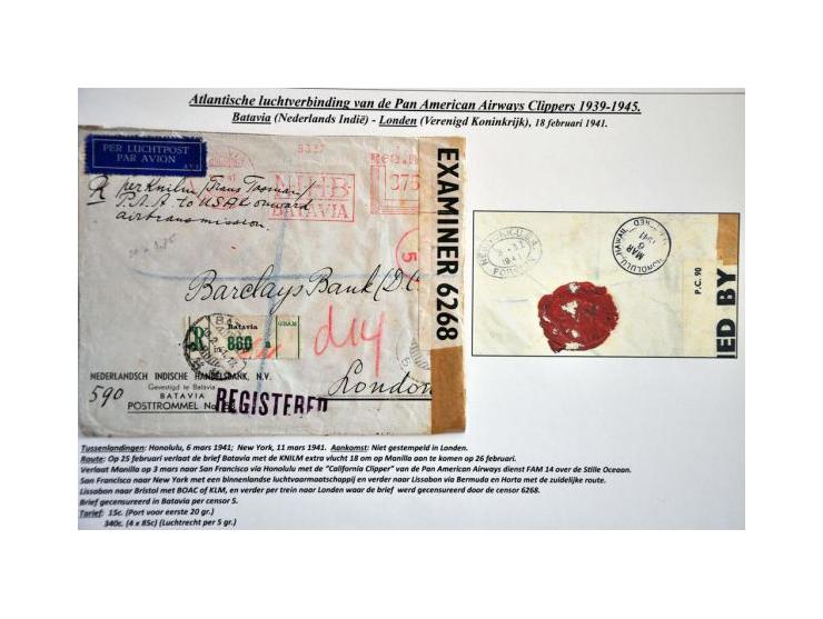 Pan American Airways Clippers, 14 covers 1939-1945 from Asian countries (including Afghanistan, Birma, Malaya, Lebanon, Phili