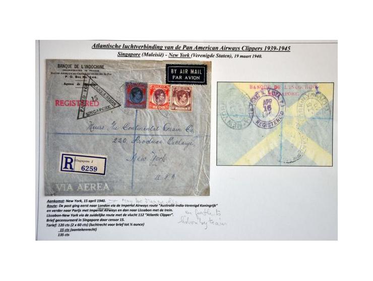 Pan American Airways Clippers, 14 covers 1939-1945 from Asian countries (including Afghanistan, Birma, Malaya, Lebanon, Phili