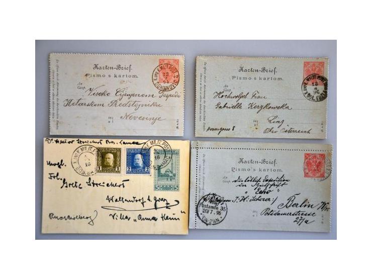 about 1500 used postal stationery including better items, cancellations, with additional franking, registered, censored, fore