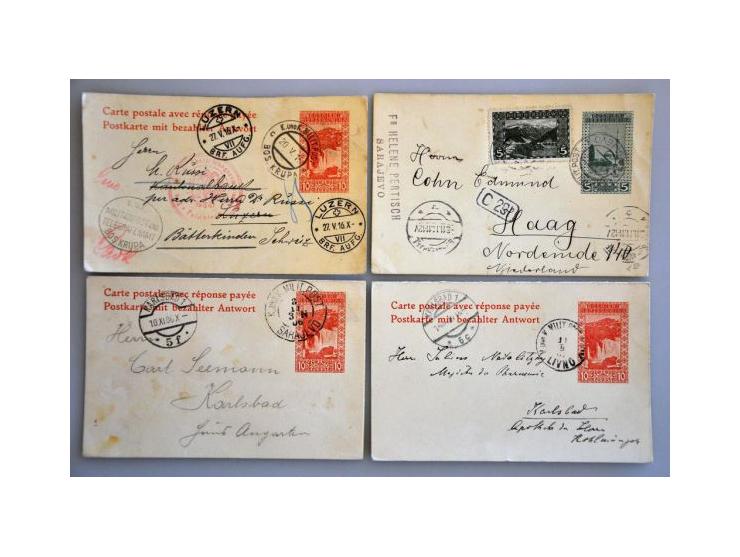 about 1500 used postal stationery including better items, cancellations, with additional franking, registered, censored, fore