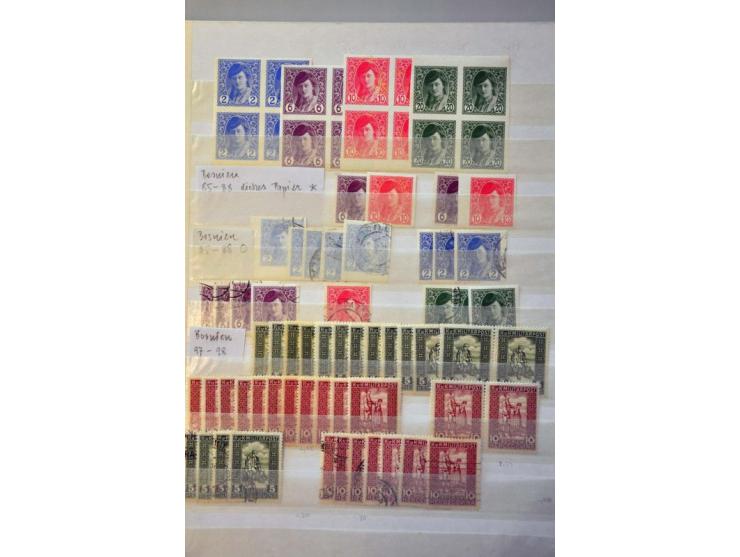 specialized stock 1879-1918 used and */** with printings, proofs, perforations, some varieties etc. in stockbook