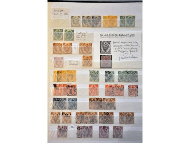 specialized stock 1879-1918 used and */** with printings, proofs, perforations, some varieties etc. in stockbook