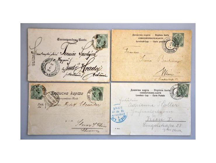 Coat of Arms issues 1879-1901, about 120 covers/cards including mixed frankings, additional frankings on postal stationery, f