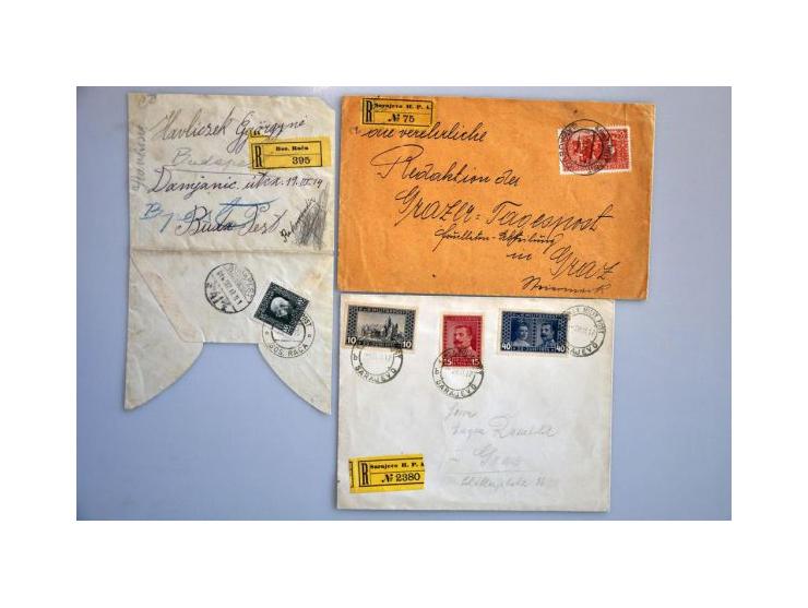 collection registered covers 1887-1918 (43 ex.) from various towns with many better items including mixed frankings, postal s