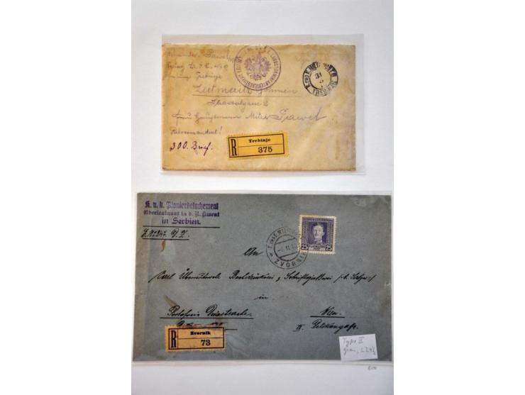 collection registered covers 1887-1918 (43 ex.) from various towns with many better items including mixed frankings, postal s