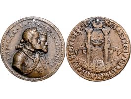 Historiepenningen (1550) Karel V en Philips II, gegoten brons, 42,2mm, 40,7gr F-ZF