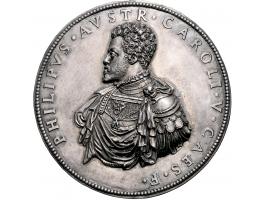 Historiepenningen (1550) Philips II als Infante door Leone Leoni, zilver 85mm, 165gr PR