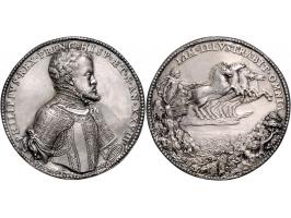 Historiepenningen 1555, Philips II door Jacopo da Trezzo, zilver gegoten 67mm 68gr, PR