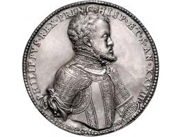 Historiepenningen 1555, Philips II door Jacopo da Trezzo, zilver gegoten 67mm 68gr, PR