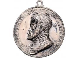 Historiepenningen (1557) Philips II door J. Paul Poggini, (later) eenzijdig gietwerk met oog, zilver 38mm 20,96gr vrijwel PR