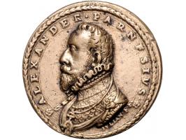 Historiepenningen (1580) Alexander Farnese, graaf van Parma, op de inname van Maastricht gegoten messing 39mm door Juliano ZF