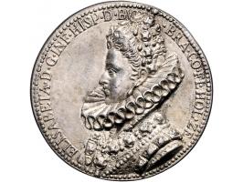 Historiepenningen z.j. (1599) huwelijk van Albert van Oostenrijk en Isabella van Spanje, door Coenraad Bloc, zilver, 43 mm, 3