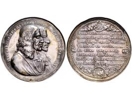 Historiepenningen 1672, Johan en Cornelis de Witt te 's-Gravenhage vermoord. Zilver 48mm, 29gr, onregelmatige rand, ov. ZF