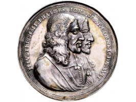 Historiepenningen 1672, Johan en Cornelis de Witt te 's-Gravenhage vermoord. Zilver 48mm, 29gr, onregelmatige rand, ov. ZF