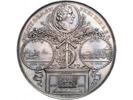 Historiepenningen 1691, Ontscheping en entree Den Haag op 5 februari van Willem III door J. Smeltzing, zilver 58mm, 81,3gr ZF