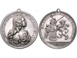 Historiepenningen 1747, op de verheffing van Willem IV tot stadhouder door N. van Swinderen. VvL. 227, zilver 38,5mm, 24,19gr