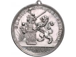 Historiepenningen 1747, op de verheffing van Willem IV tot stadhouder door N. van Swinderen. VvL. 227, zilver 38,5mm, 24,19gr