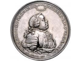 Historiepenningen 1751, op het overlijden van prins Willem IV door J.G. Holtzhey, vL. 303, zilver 27,47 gr, 42mm PR-