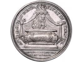 Historiepenningen 1751, op het overlijden van prins Willem IV door J.G. Holtzhey, vL. 303, zilver 27,47 gr, 42mm PR-