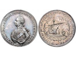 Historiepenningen z.j. (1766) Inhuldiging Willem V als stadhouder door C.F. Konsé, zilver, 32 mm, VvL. 389, PR