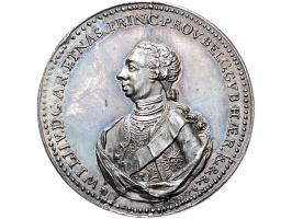 Historiepenningen z.j. (1766) Inhuldiging Willem V als stadhouder door C.F. Konsé, zilver, 32 mm, VvL. 389, PR