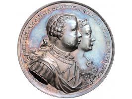 Historiepenningen 1766, op de inhuldiging van Willem V als stadhouder door G. van Moelingen, zilver 21,3 gr, 38mm, VvL. 403, 