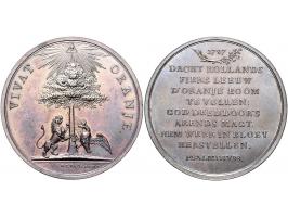 Historiepenningen 1787, Machtsherstel Willem V door van Calker, VvL. 706 zilver 43mm prachtige patina PR