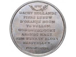 Historiepenningen 1787, Machtsherstel Willem V door van Calker, VvL. 706 zilver 43mm prachtige patina PR