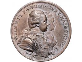 Historiepenningen 1787, Machtsherstel Willem V, zilver en brons, door Van Berckel, 30 mm, De Witte 108, 2 ex. gemiddeld PR