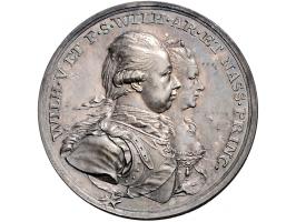 Historiepenningen 1787, Machtsherstel Willem V, zilver en brons, door Van Berckel, 30 mm, De Witte 108, 2 ex. gemiddeld PR