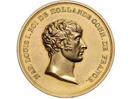 Historiepenningen penningen, 1806 Lodewijk Napoleon door F. George, verguld brons 50 mm, 70gram, Bramsen 528. Zeldzaam. PR