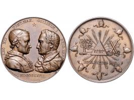 Historiepenningen 1827 Willem I en Paus Leo XII, door François de Hondt, brons 47mm PR