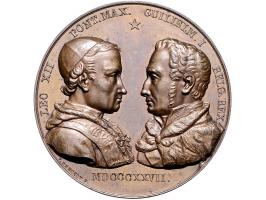 Historiepenningen 1827 Willem I en Paus Leo XII, door François de Hondt, brons 47mm PR