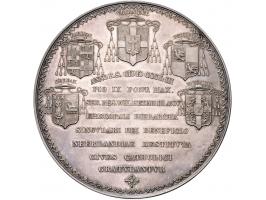 Historiepenningen 1853 Invoering Kerkelijke Hierarchie door Leopold Wiener in zilver (PR) en brons (ZF+), 60mm