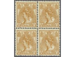 15 cent bruin in blok van 4, pracht ex., cat.w. 625