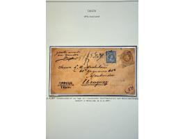 emissie Cijfer 1883, gespecialiseerde collectie met tandingen, stempels en ca. 25 poststukken w.b. beter materiaal keurig opg