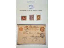 emissie Cijfer 1883, gespecialiseerde collectie met tandingen, stempels en ca. 25 poststukken w.b. beter materiaal keurig opg