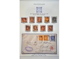 emissie Cijfer 1883, gespecialiseerde collectie met tandingen, stempels en ca. 25 poststukken w.b. beter materiaal keurig opg