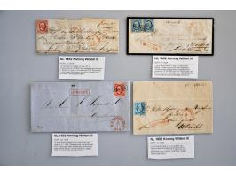 14 poststukken met nrs. 1 of 2 en rode haltestempels w.b. ARNHEM, BREUKELEN, DELFT, MAARSSEN, VEENENDAAL en VREELAND, tevens 